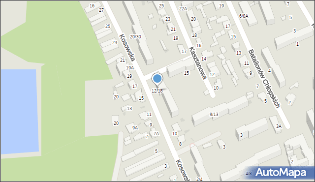 Radom, Kosowska, 12/18, mapa Radomia