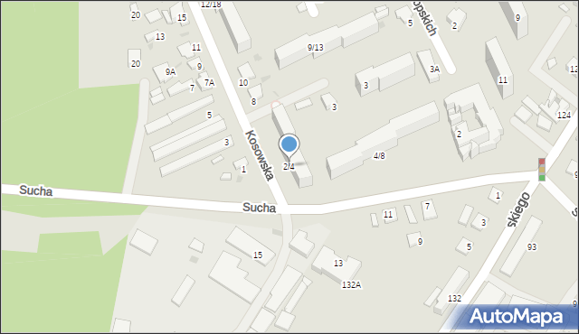 Radom, Kosowska, 2/4, mapa Radomia