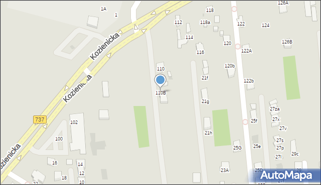 Radom, Kozienicka, 110B, mapa Radomia