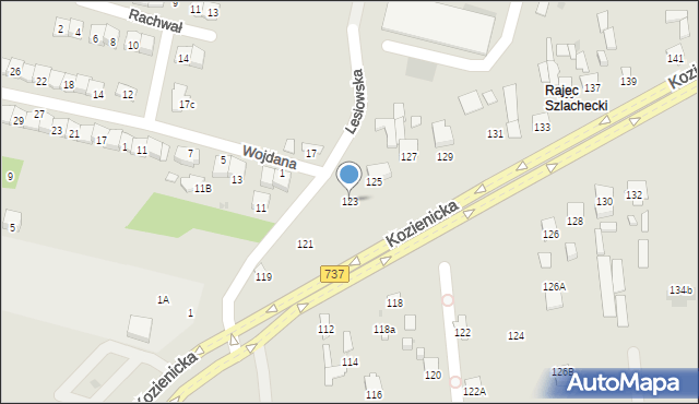 Radom, Kozienicka, 123, mapa Radomia