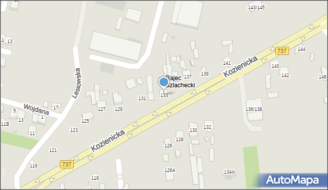 Radom, Kozienicka, 133, mapa Radomia