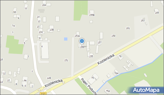 Radom, Kozienicka, 153, mapa Radomia