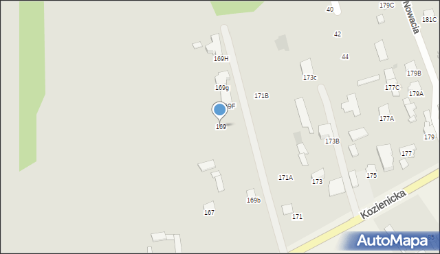 Radom, Kozienicka, 169, mapa Radomia