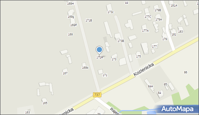 Radom, Kozienicka, 171A, mapa Radomia