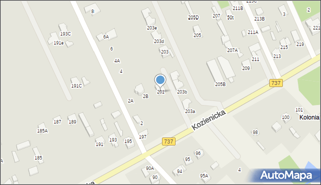 Radom, Kozienicka, 201, mapa Radomia