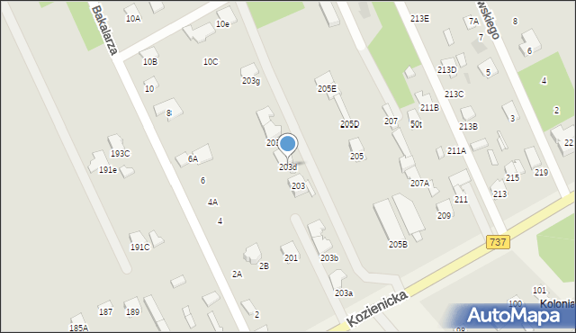 Radom, Kozienicka, 203d, mapa Radomia
