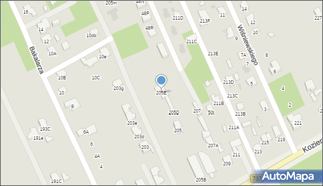 Radom, Kozienicka, 205E, mapa Radomia