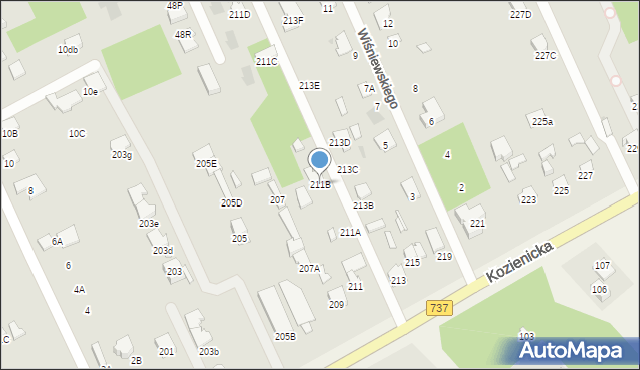 Radom, Kozienicka, 211B, mapa Radomia