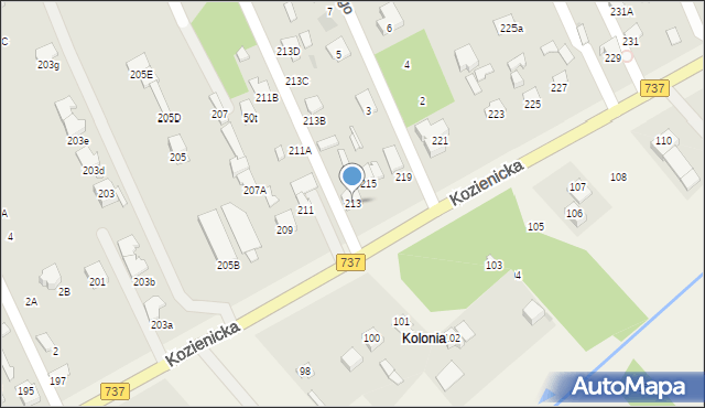 Radom, Kozienicka, 213, mapa Radomia
