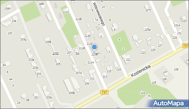 Radom, Kozienicka, 213B, mapa Radomia