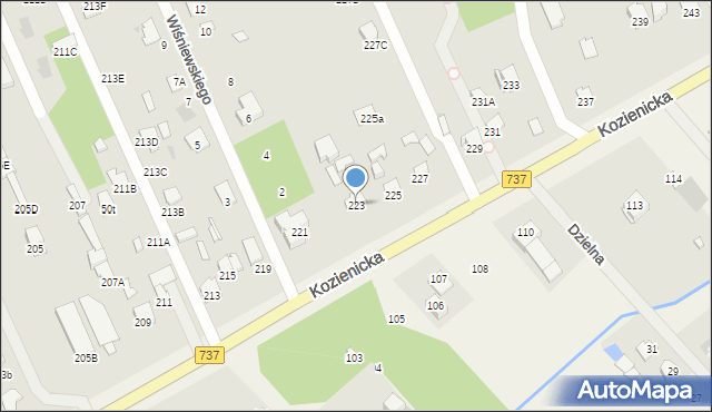 Radom, Kozienicka, 223, mapa Radomia
