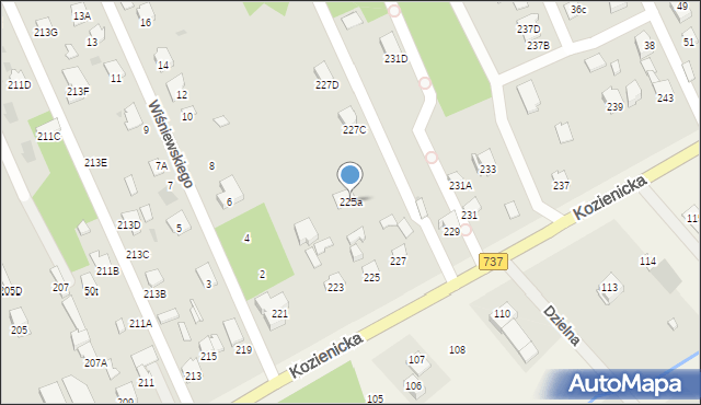 Radom, Kozienicka, 225a, mapa Radomia
