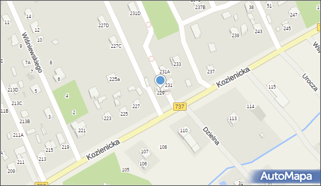 Radom, Kozienicka, 229, mapa Radomia