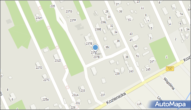 Radom, Kozienicka, 237C, mapa Radomia