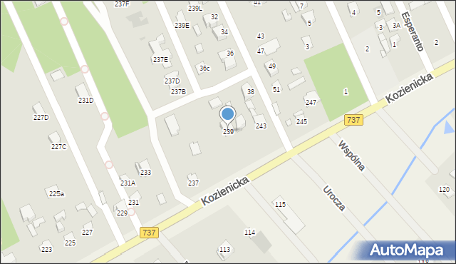 Radom, Kozienicka, 239, mapa Radomia