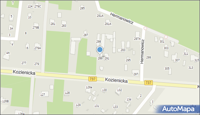 Radom, Kozienicka, 289, mapa Radomia