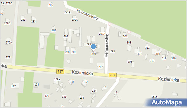 Radom, Kozienicka, 295, mapa Radomia