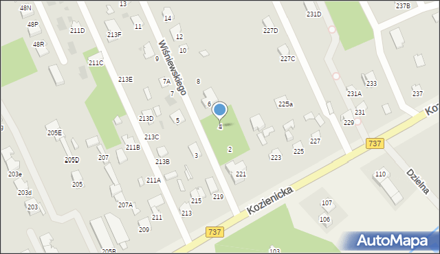 Radom, Kozienicka, 4, mapa Radomia