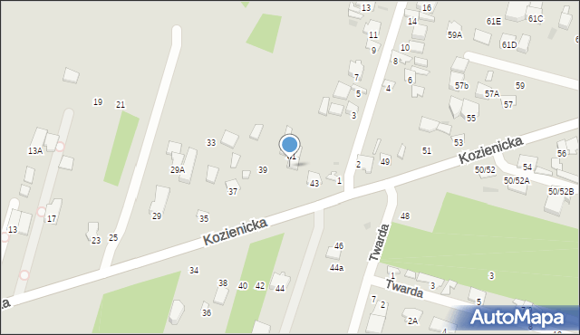 Radom, Kozienicka, 41A, mapa Radomia