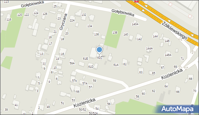 Radom, Kozienicka, 61C, mapa Radomia