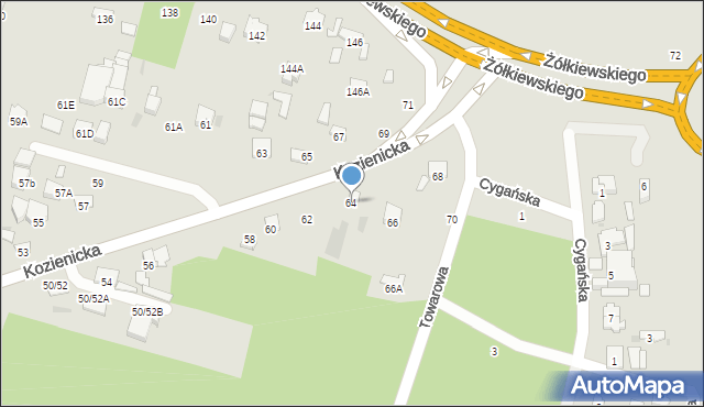 Radom, Kozienicka, 64, mapa Radomia