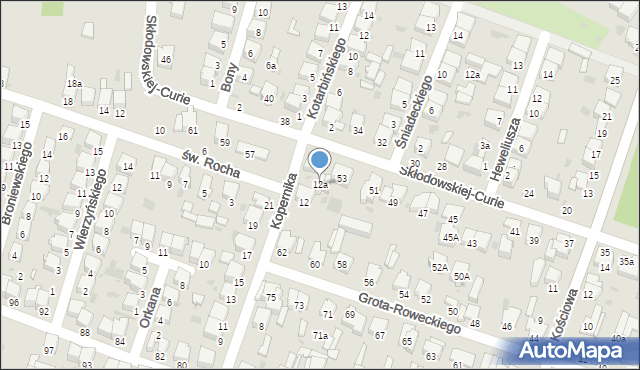 Radomsko, Kopernika Mikołaja, 12a, mapa Radomsko