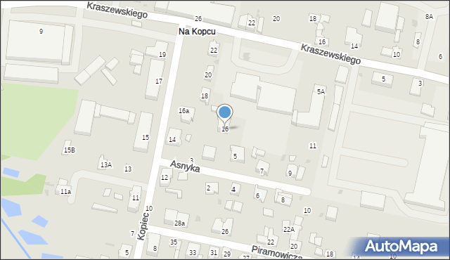Radomsko, Kopiec, 16, mapa Radomsko
