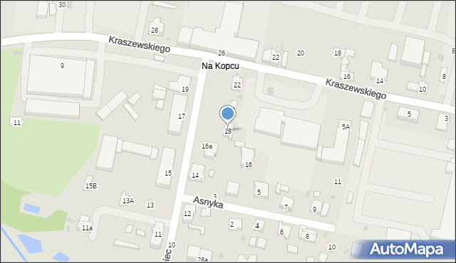 Radomsko, Kopiec, 18, mapa Radomsko