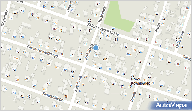 Radomsko, Kościowa Karola, ks., 10, mapa Radomsko