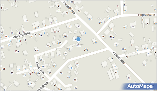 Radomsko, Kościowa Karola, ks., 101, mapa Radomsko