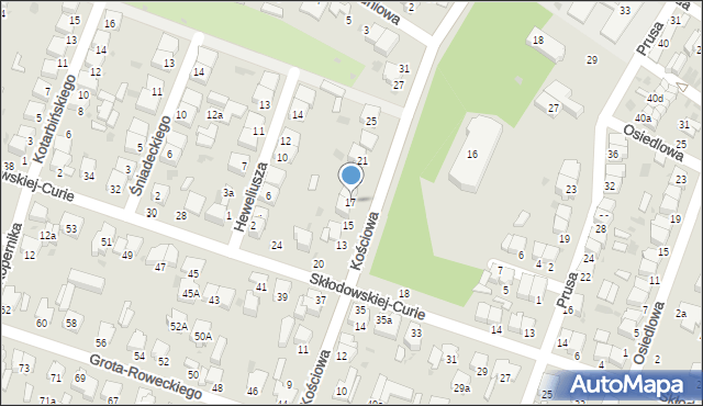 Radomsko, Kościowa Karola, ks., 17, mapa Radomsko