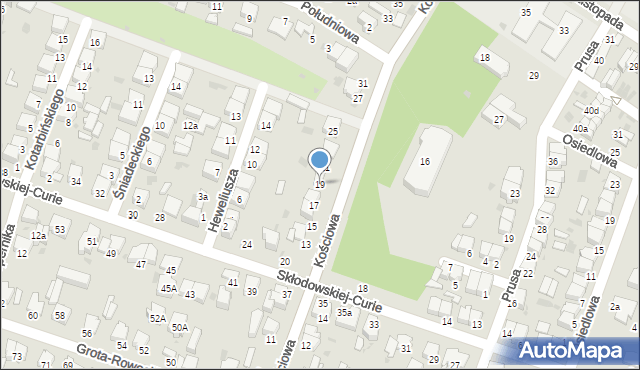 Radomsko, Kościowa Karola, ks., 19, mapa Radomsko