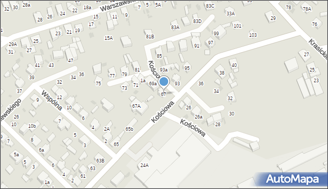 Radomsko, Kościowa Karola, ks., 67, mapa Radomsko