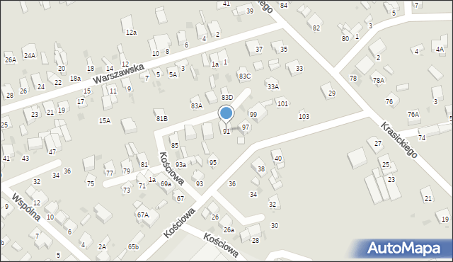 Radomsko, Kościowa Karola, ks., 91, mapa Radomsko