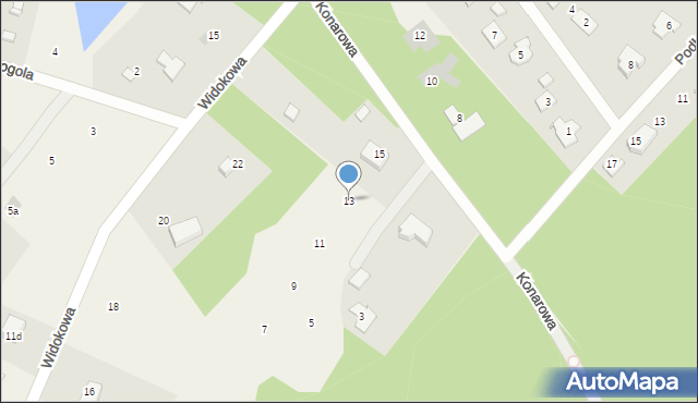 Radonie, Konarowa, 13, mapa Radonie