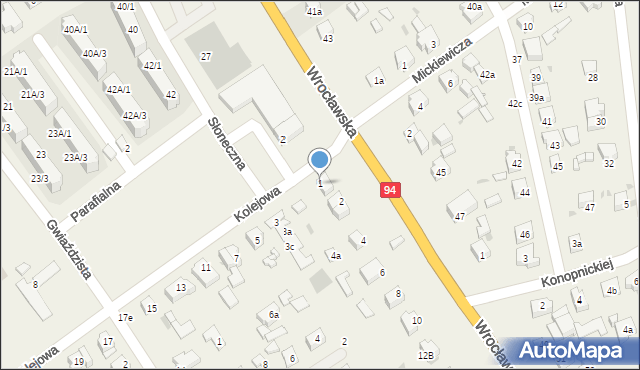Radwanice, Kolejowa, 1, mapa Radwanice