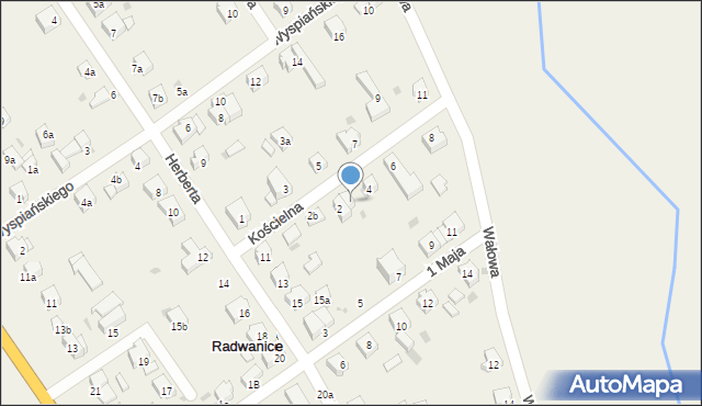 Radwanice, Kościelna, 2a, mapa Radwanice