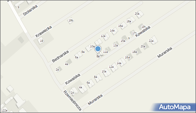 Radzewo, Kowalska, 9a, mapa Radzewo
