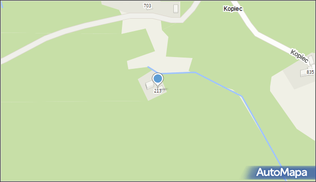 Radziechowy, Kopiec, 213, mapa Radziechowy