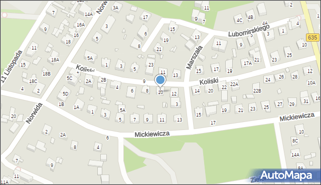 Radzymin, Koliski Tadeusza, dr. mjr., 10, mapa Radzymin