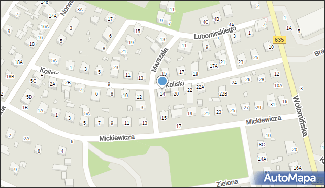 Radzymin, Koliski Tadeusza, dr. mjr., 14, mapa Radzymin