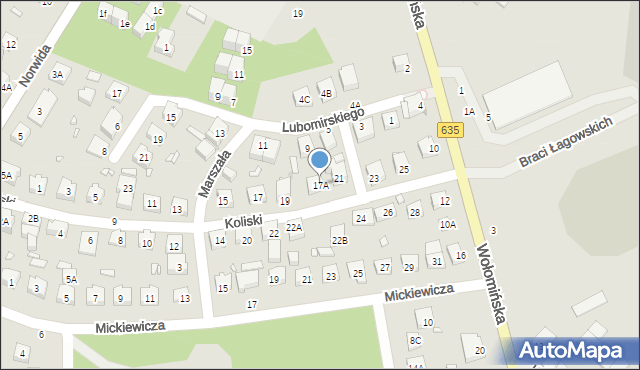 Radzymin, Koliski Tadeusza, dr. mjr., 17A, mapa Radzymin