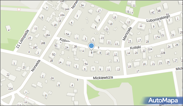 Radzymin, Koliski Tadeusza, dr. mjr., 6, mapa Radzymin
