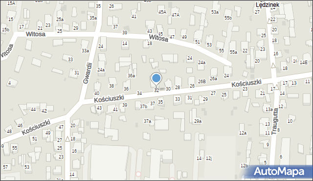 Radzyń Podlaski, Kościuszki Tadeusza, gen., 32, mapa Radzyń Podlaski