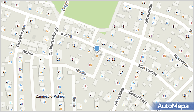 Rakoniewice, Kocha, dr., 8, mapa Rakoniewice