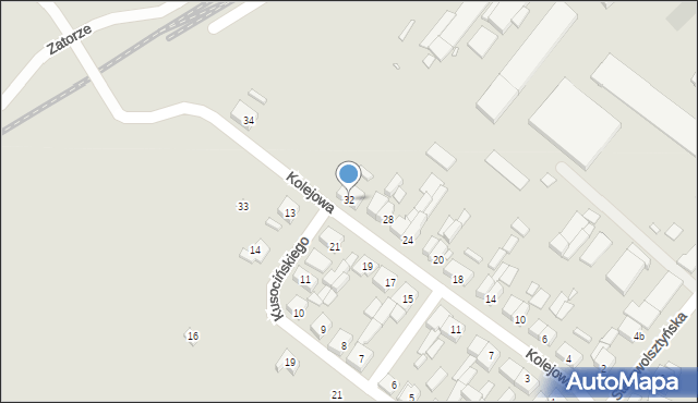Rakoniewice, Kolejowa, 32, mapa Rakoniewice