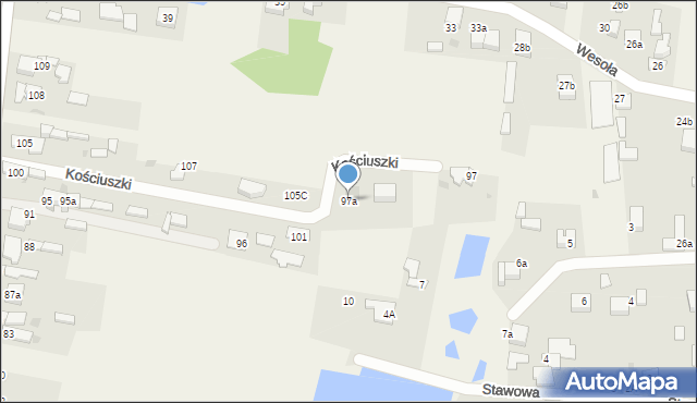 Rędziny, Kościuszki Tadeusza, gen., 97a, mapa Rędziny