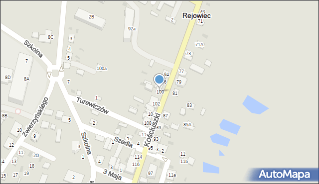 Rejowiec, Kościuszki Tadeusza, gen., 100, mapa Rejowiec