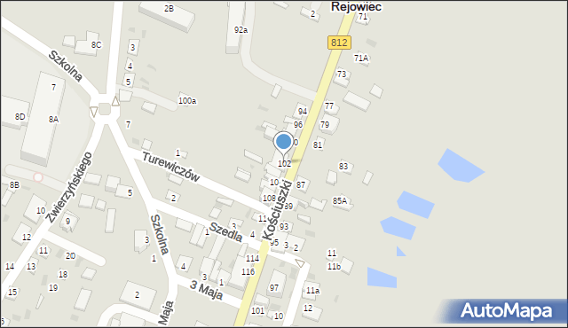 Rejowiec, Kościuszki Tadeusza, gen., 102, mapa Rejowiec