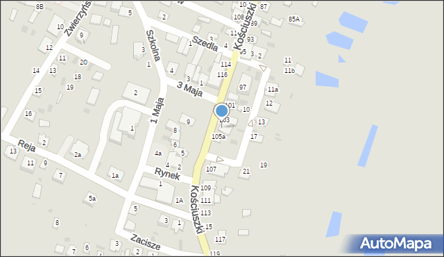 Rejowiec, Kościuszki Tadeusza, gen., 105, mapa Rejowiec